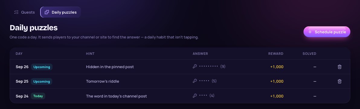 Daily puzzles list