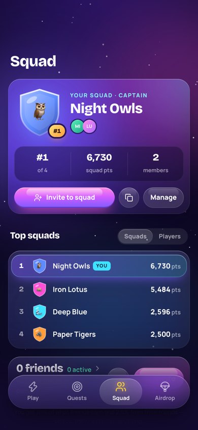 Squad tab in the Mini App